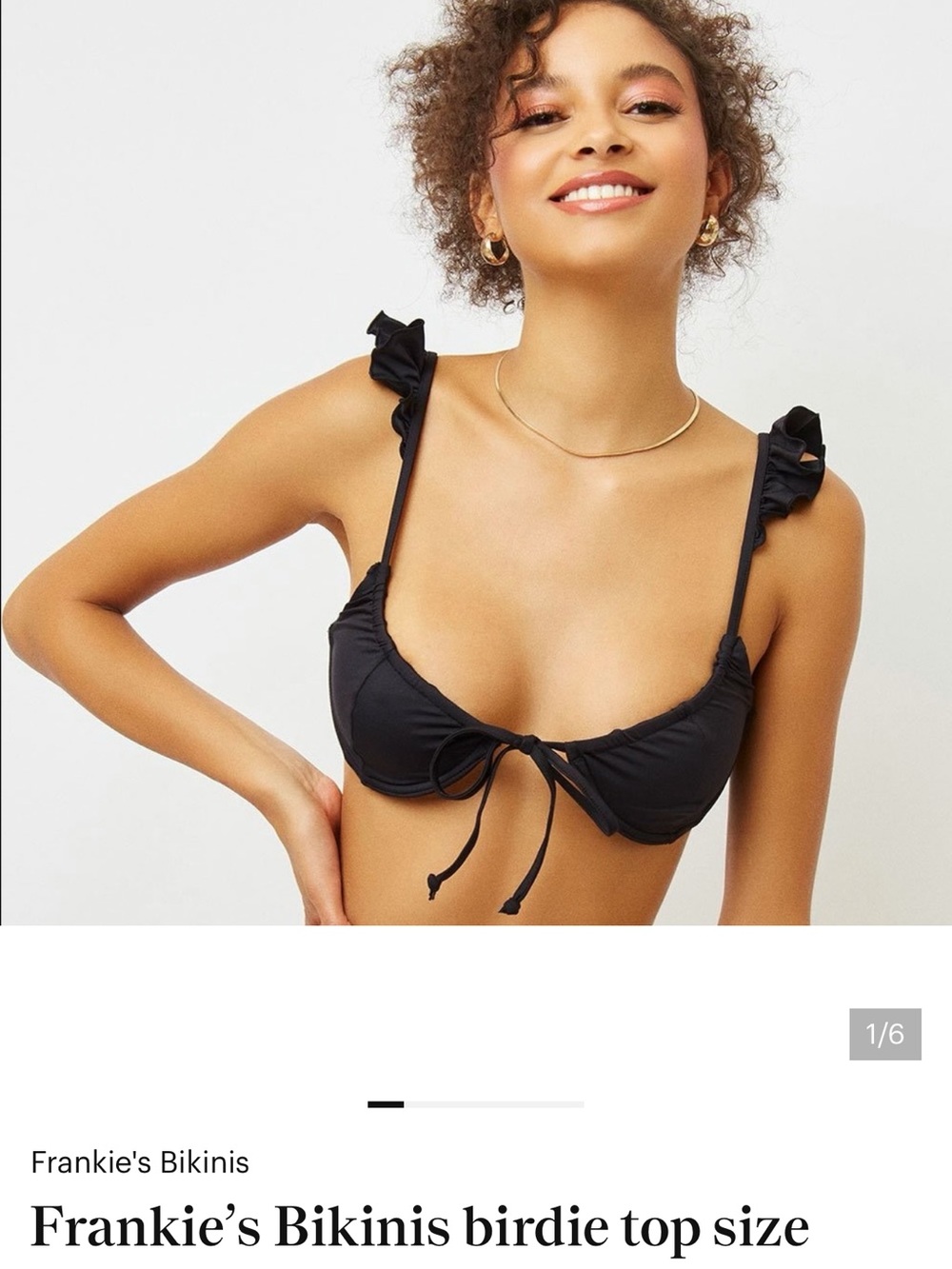 NWT! Frankies Bikinis Birdie Bikini Top in black
